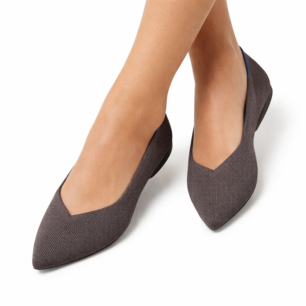 Rothy's The Point Flats Mink Taupe Purple Knit Pointed Toe Sustainable  10 NWOT